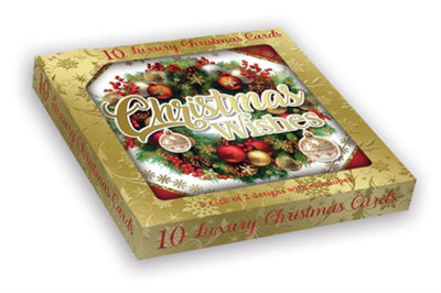  - Pack Of 10 Festive Wreath Christmas Boxed Cards