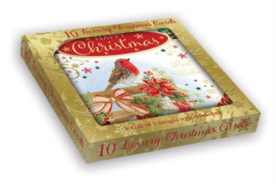  - Pack Of 10 Festive Robin Christmas Boxed Cards