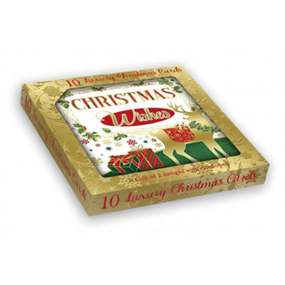  - Pack Of 10 Festive Reindeer Christmas Boxed Cards