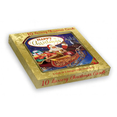  - Pack Of 10 Festive Sleigh Ride Christmas Boxed Cards