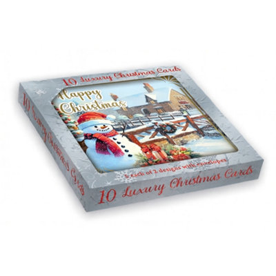  - Pack Of 10 Snowman & Winter Scene Christmas Boxed Cards