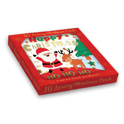  - Pack Of 10 Santa & Reindeer Christmas Boxed Cards