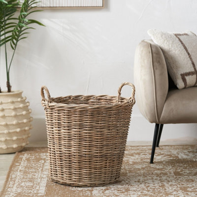 Pacific Lifestyle Tobs Grey Kubu Rattan Round Floor Basket from B&Q
