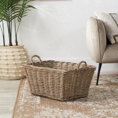 Pacific Lifestyle Tobs Grey Kubu Rattan Rectangular Basket from B&Q