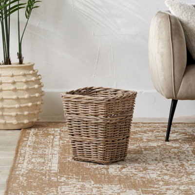 Pacific Lifestyle Tobs Square Grey Kubu Rattan Waste Paper Bin from B&Q