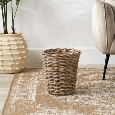 Pacific Lifestyle Tobs Round Grey Kubu Rattan Waste Paper Bin from B&Q