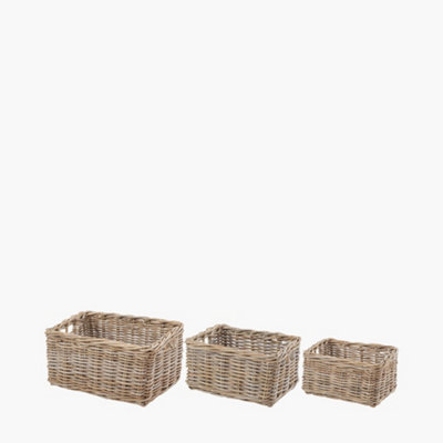 Pacific Lifestyle Tobs Grey Kubu Rectangular Storage Baskets  Set Of 3 from B&Q