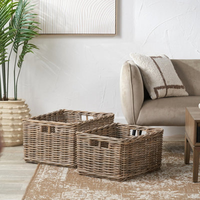 Pacific Lifestyle Tobs Grey Kubu Rectangular Storage Baskets  Set Of 2 from B&Q