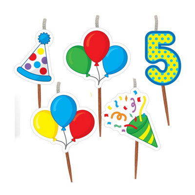 B&Q -  Milestone Birthday Cake Candle Set Age 5