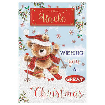 To A Dear Uncle Teddy Doing Ice Skating Design Christmas Card from B&Q