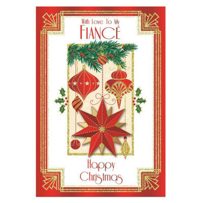 With Love To My Fiance Baubles And Star Design Christmas Card from B&Q