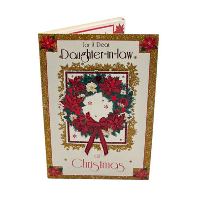 For A Dear Daughter In Law Poinsettia Wreath Design Christmas Card from B&Q