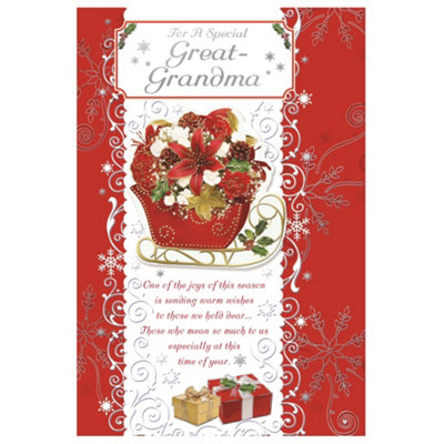 For A Special Great Grandma Sleigh With Flowers Design Christmas Card from B&Q