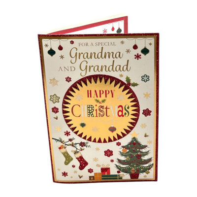For A Special Grandma And Grandad Gold Frame Design Christmas Card from B&Q