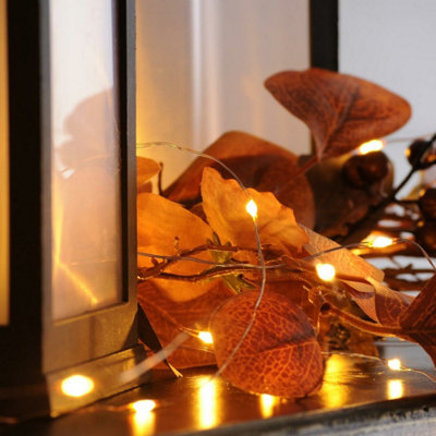 Festive Lights 2M 20 Amber Led Battery Powered Decorative Micro Firely Fairy String Lights On Silver Wire from B&Q