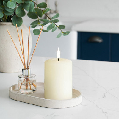 Festive Lights Ember™ Battery Signature Ivory Candle10Cm from B&Q
