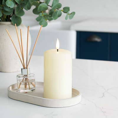 Festive Lights Ember™ Battery Signature Ivory Candle12.5Cm from B&Q