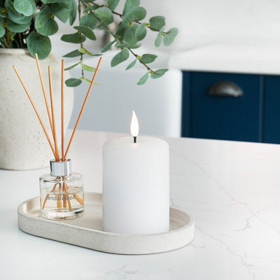 Festive Lights Ember™ Battery Signature White Candle10Cm from B&Q