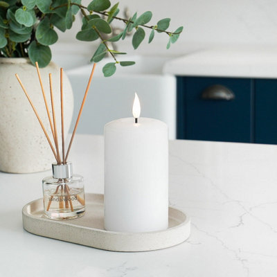 Festive Lights Ember™ Battery Signature White Candle12.5Cm from B&Q