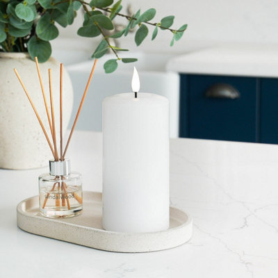 Festive Lights Ember™ Battery Signature White Candle15Cm from B&Q