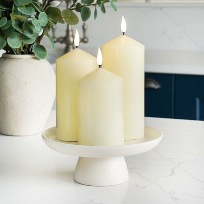 Festive Lights Ember™ Battery Chapel Ivory CandleTrio from B&Q