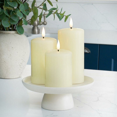 Festive Lights Ember™ Battery Signature Ivory CandleTrio from B&Q