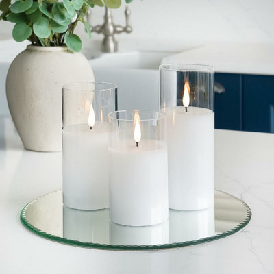 Festive Lights Ember™ Battery Hurricane Glass CandleTrio from B&Q
