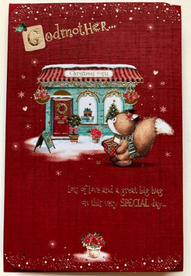 Cute Fox Tales Quality Gold Foil Christmas Greeting Card Godmother from B&Q