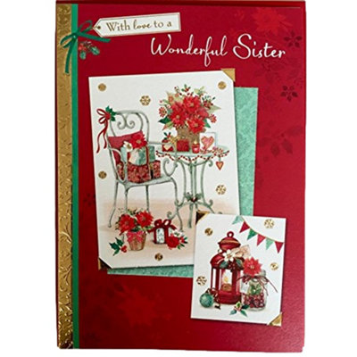 Traditional Sister Nice Verse Gold Foil Christmas Greeting Card from B&Q