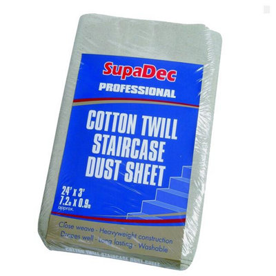 Supadec Heavy Duty Cotton Twill Staircase Dust Sheet 24Ft X 3FtWashable Reusable Protection Sheets For Stairs & Hallways from B&Q