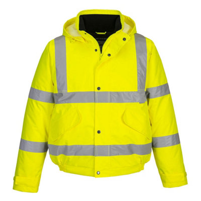 Waterproof Hi-Vis Bomber Jacket With Pack Away Hood from B&Q