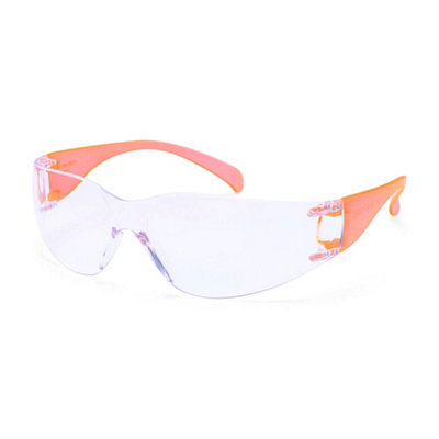 Portwest Pw32 Wrap Around Safety Glasses OrangeClear Lens With Anti-Scratch & Uv Protection from B&Q
