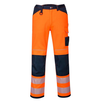 Portwest Pw3 Hi-Vis Work Trousers Orange/navy & Knee Pads -48R from B&Q