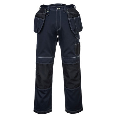 Portwest Pw3 Holster Work Trousers Navy/black & Knee Pads41R from B&Q
