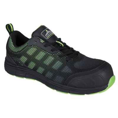 Portwest Compositelite Ogwen Low Cut Safety Trainers Black/green from B&Q