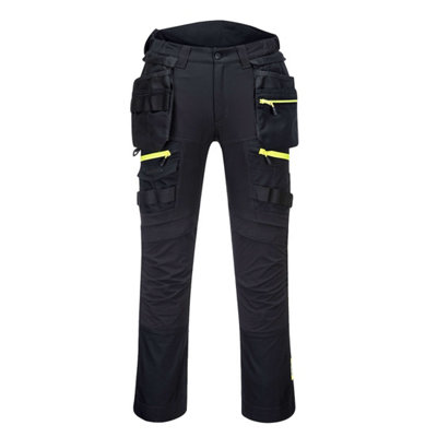 Portwest Dx4 Detachable Holster Pocket Trousers Black & Knee Pads42S from B&Q