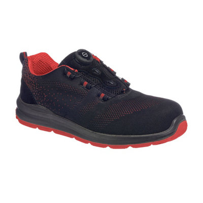 Portwest Compositelite Wire Lace Safety Trainer Knit S1P Black/red from B&Q