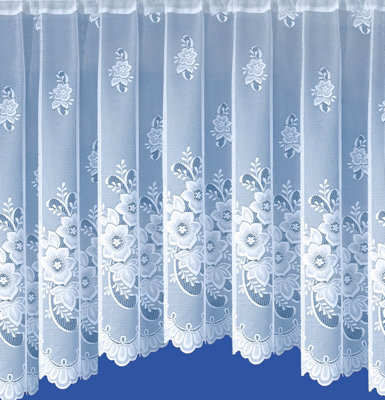 Tyrone Textiles Floral Design Net Lace Curtain Jardiniere With Elevated Base 254Cm Width X 106Cm Drop from B&Q