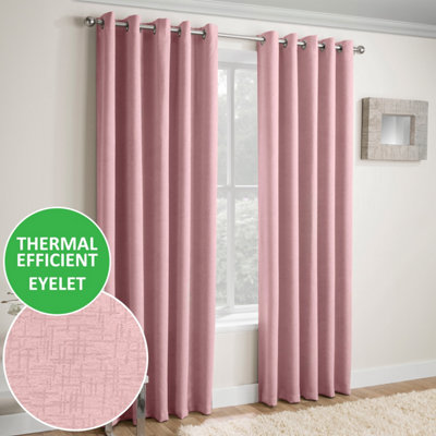 Enhanced Living Vogue Blush Pink 90 X 54 Inch (229X137Cm) Eyelet Thermal Noise Reducing Dim Out Curtains (Pair) from B&Q
