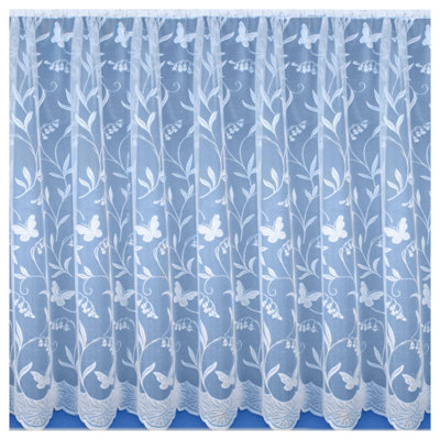 Tyrone Textiles Hawaii Lace Floral Net Cut Panel With Butterflies (200 X 137Cm) from B&Q