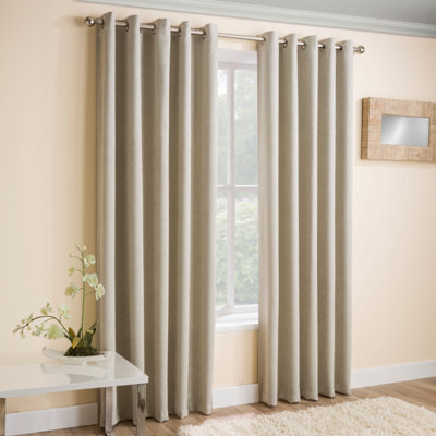 Enhanced Living Vogue 46 X 72 Inch (117X183cm) Eyelet Thermal Noise Reducing Dim Out Curtains (Pair) Cream