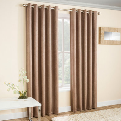 Enhanced Living Vogue Latte Natural 90 X 72 Inch (229X183Cm) Eyelet Thermal Noise Reducing Dim Out Curtains (Pair) from B&Q