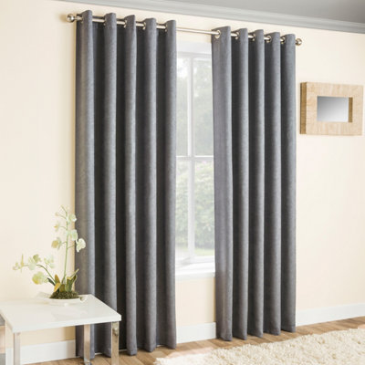 Enhanced Living Vogue Grey Silver 46 X 54 Inch (117X137Cm) Eyelet Thermal Noise Reducing Dim Out Curtains (Pair) from B&Q