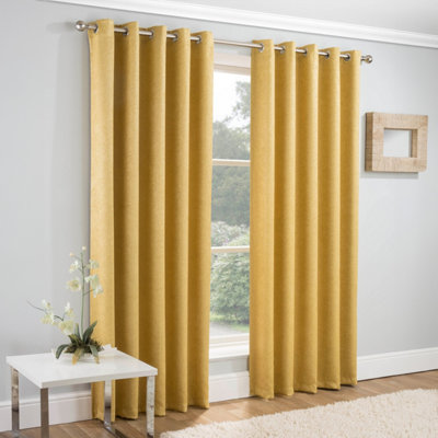Enhanced Living Vogue Ochre 46 X 90 Inch (117X229Cm) Eyelet Thermal Noise Reducing Dim Out Curtains (Pair) from B&Q