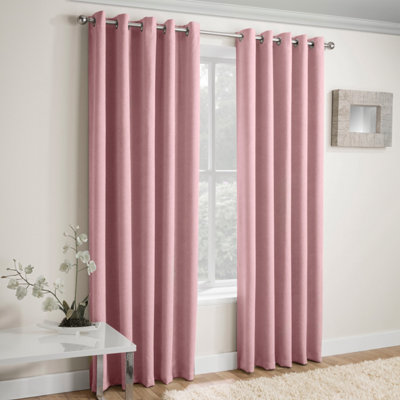 Enhanced Living Vogue Blush Pink 46 X 54 Inch (117X137Cm) Eyelet Thermal Noise Reducing Dim Out Curtains (Pair) from B&Q