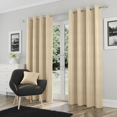 Enhanced Living Goodwood Cream ThermalEnergy SavingDimout Eyelet Curtains With Wave Pattern (Pair)90 X 72 Inch (229X183Cm) from B&Q