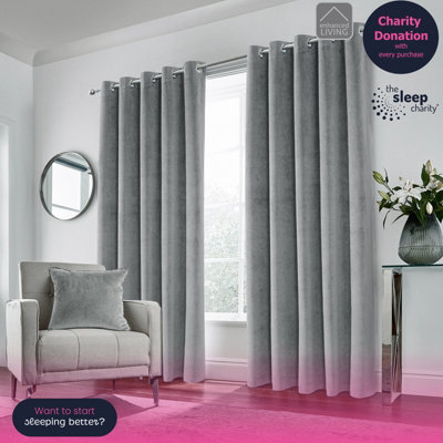 Luxury Enhanced Living Grey VelvetSupersoft100% BlackoutThermal Pair Of Curtains With Eyelet Top46 X 54 Inch (117X137Cm) from B&Q