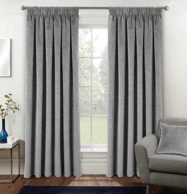Luxury Enhanced Living Grey Velvet, Supersoft, 100% Blackout, Thermal Curtains With Tape Top (Pair) - 66 X 54 Inch (168X137Cm)