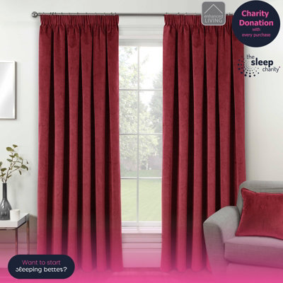 Luxury Enhanced Living Red VelvetSupersoft100% BlackoutThermal Curtains With Tape Top (Pair)46 X 54 Inch (117X137Cm) from B&Q