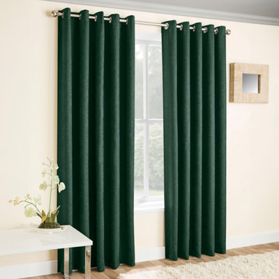 Enhanced Living Vogue 46 X 72 Inch (117X183cm) Eyelet Thermal Noise Reducing Dim Out Curtains (Pair) Green
